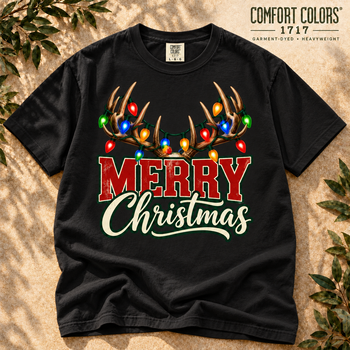 Merry Christmas Elk Antler T-Shirt — The Outpost Graphics product image