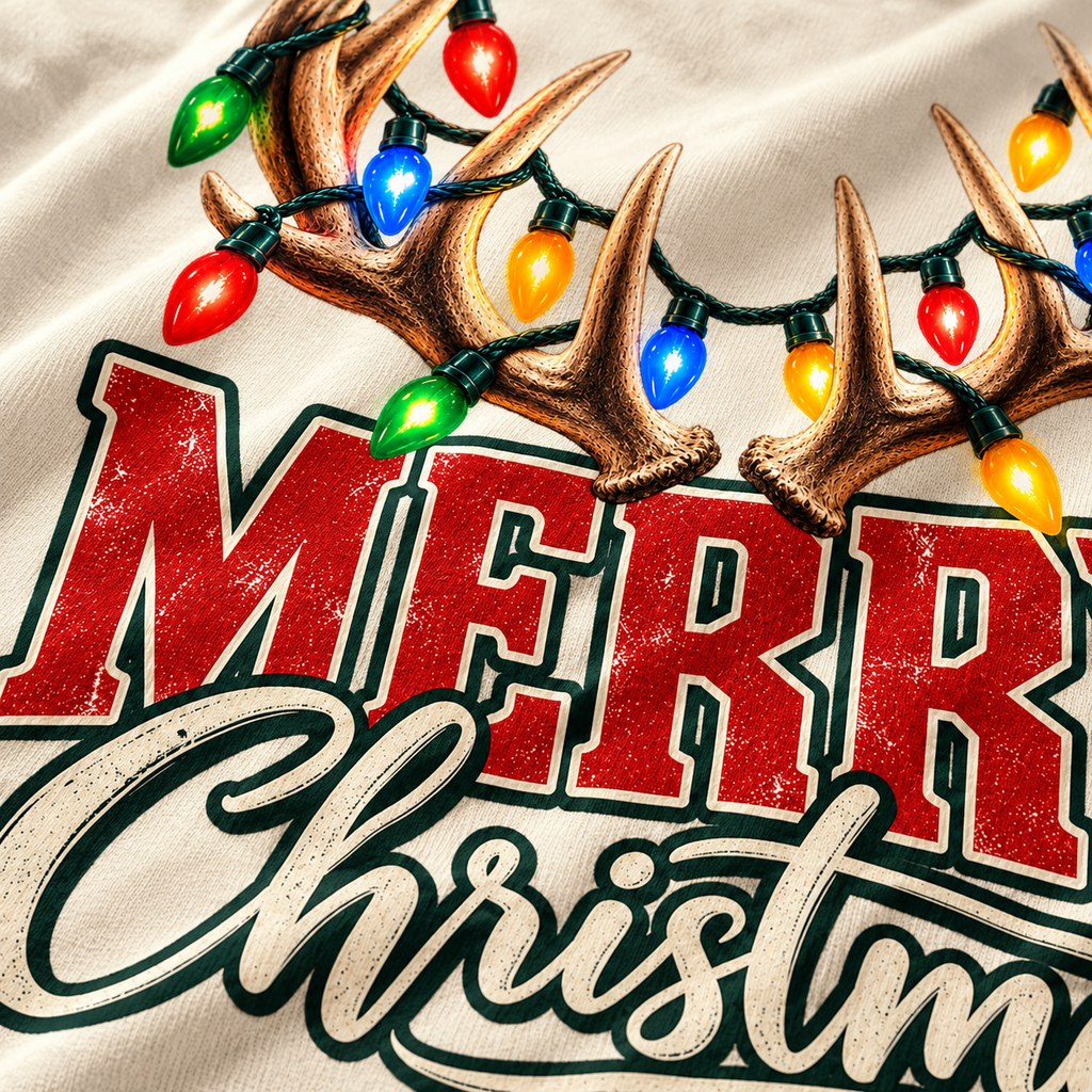 Merry Christmas Elk Antler T-Shirt — The Outpost Graphics product image