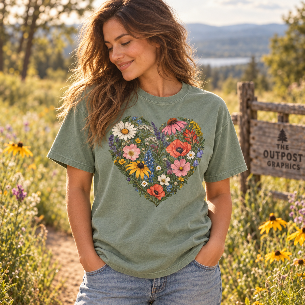 Wildflower Heart T-Shirt — The Outpost Graphics product image