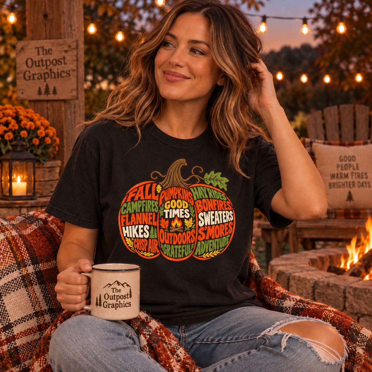 Fall Pumpkin Word Art T-Shirt — The Outpost Graphics product image