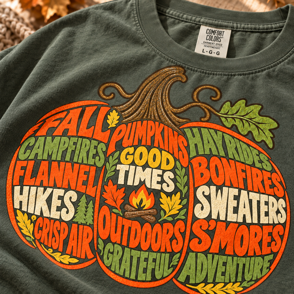 Fall Pumpkin Word Art T-Shirt — The Outpost Graphics product image