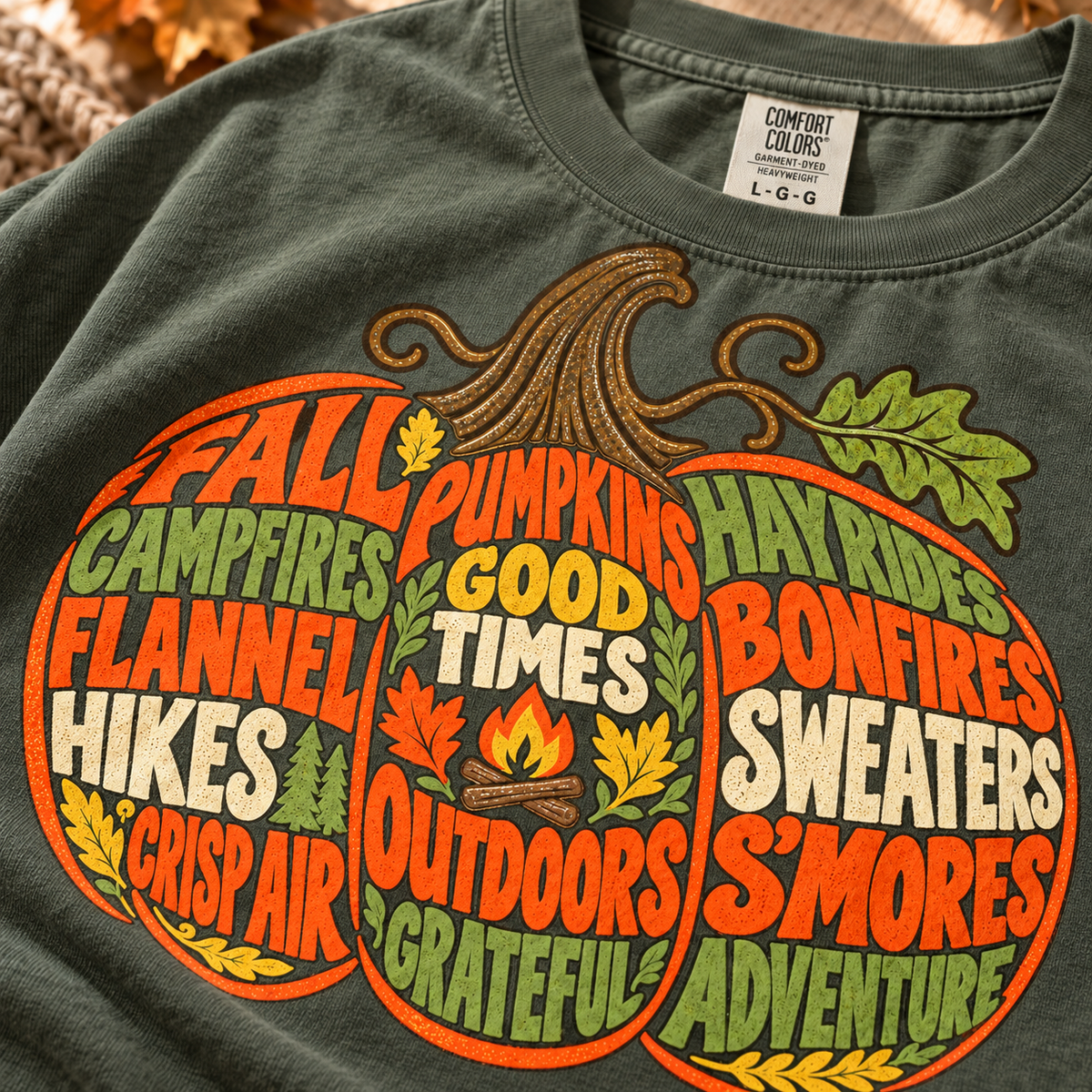 Fall Pumpkin Word Art T-Shirt — The Outpost Graphics product image