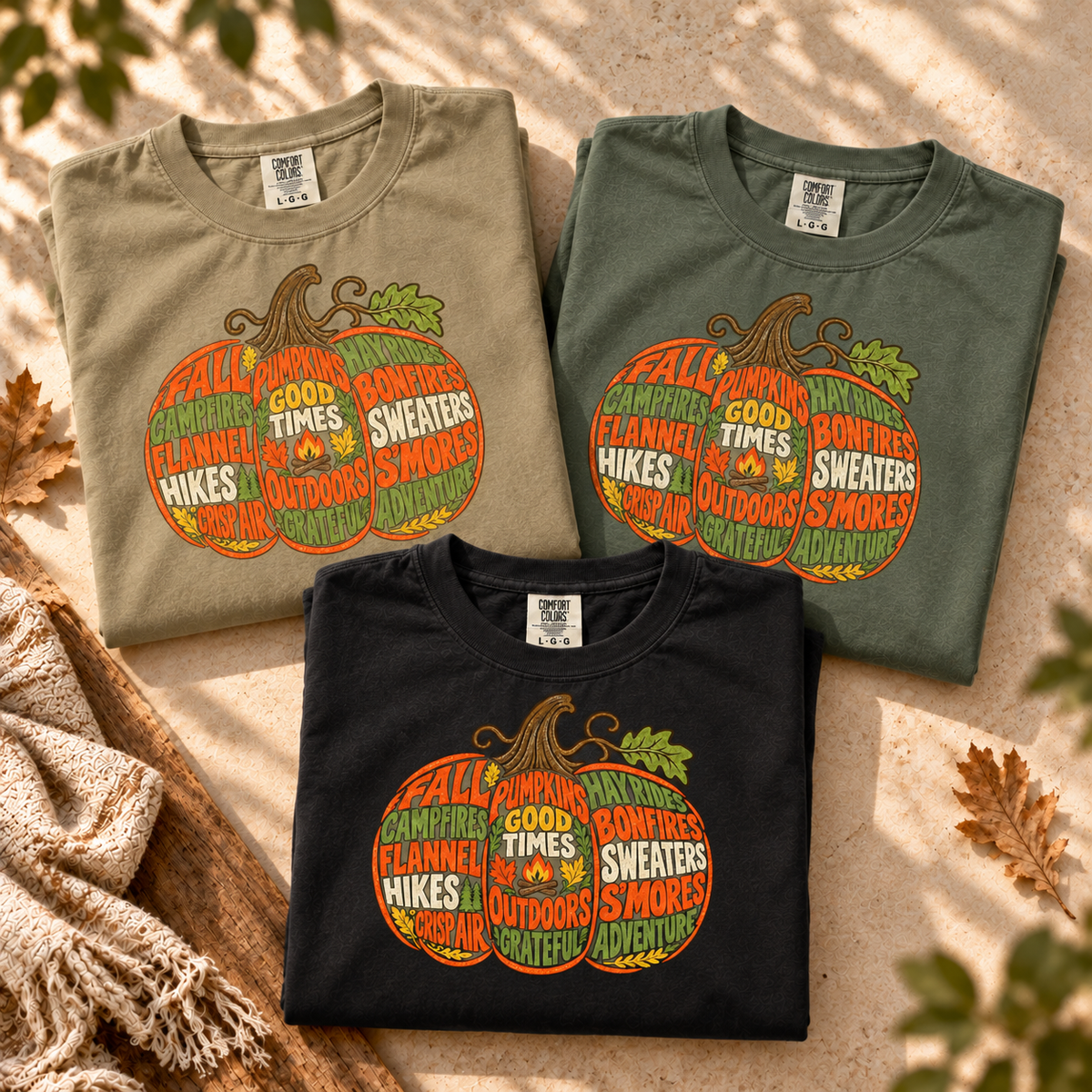 Fall Pumpkin Word Art T-Shirt — The Outpost Graphics product image