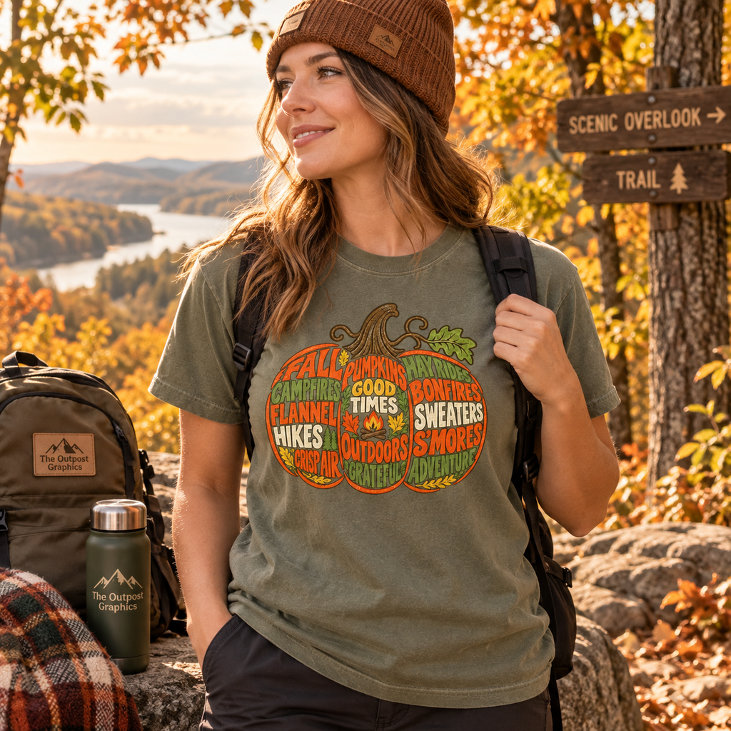 Fall Pumpkin Word Art T-Shirt — The Outpost Graphics product image