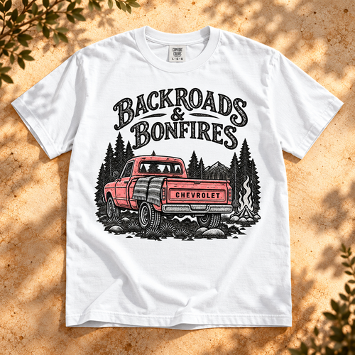 Backroads & Bonfires T-Shirt — The Outpost Graphics product image