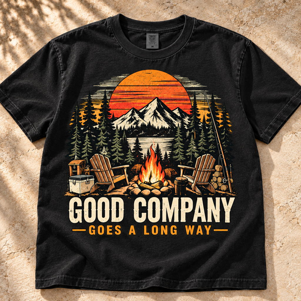 Good Company Camping T-Shirt — The Outpost Graphics product image