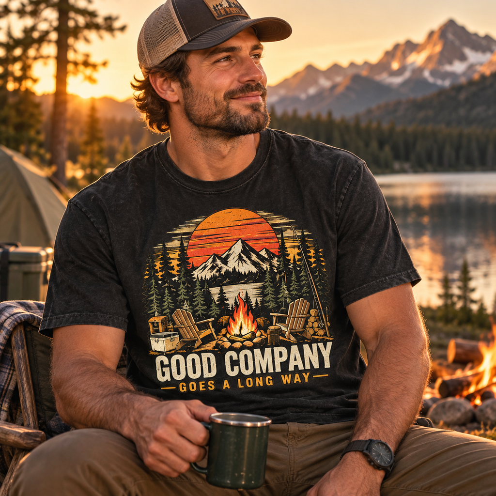 Good Company Camping T-Shirt — The Outpost Graphics product image