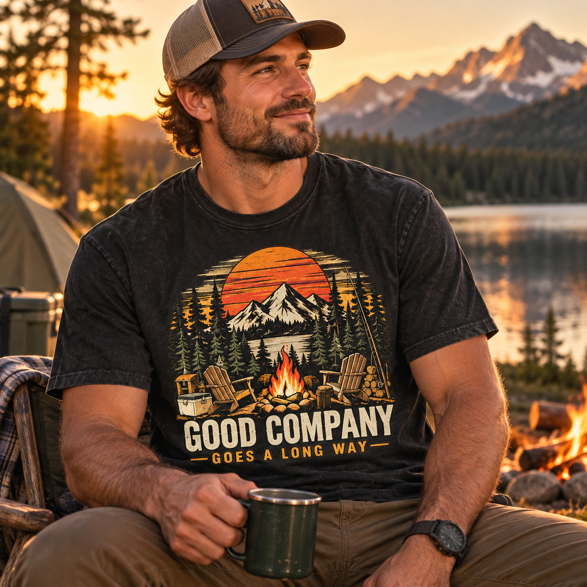 Good Company Camping T-Shirt — The Outpost Graphics product image