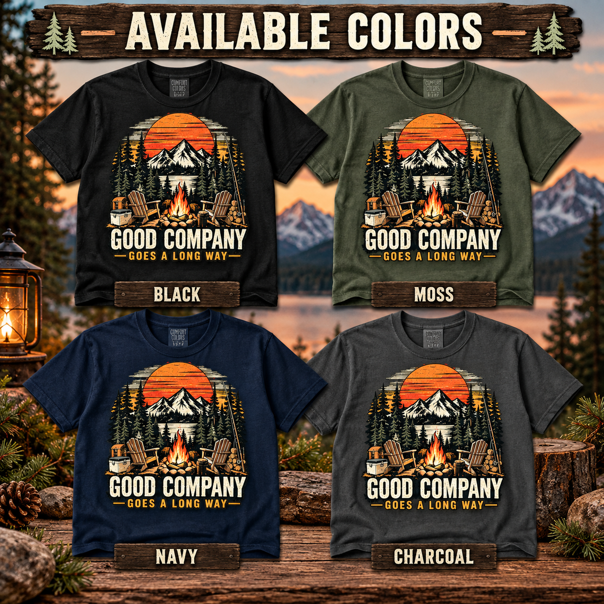 Good Company Camping T-Shirt — The Outpost Graphics product image