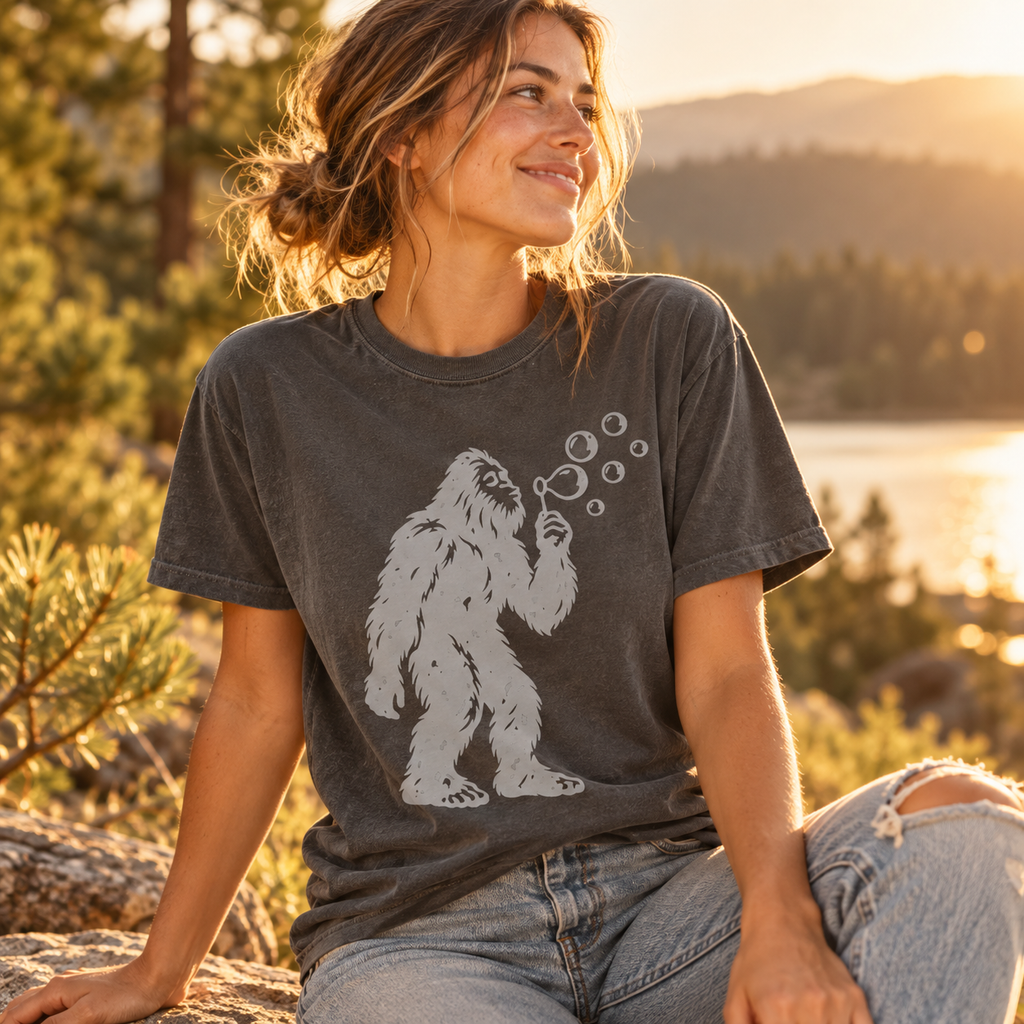 Bigfoot Blowing Bubbles T-Shirt — The Outpost Graphics product image