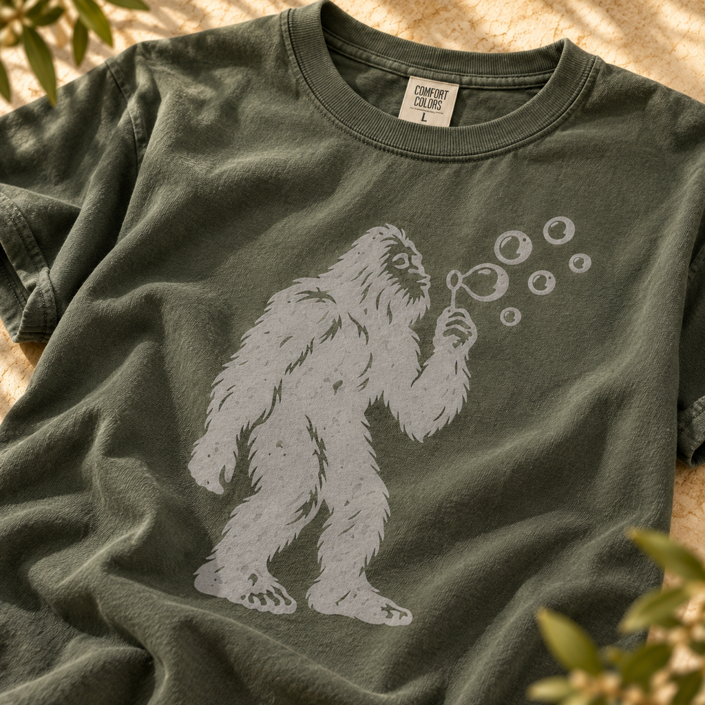 Bigfoot Blowing Bubbles T-Shirt — The Outpost Graphics product image