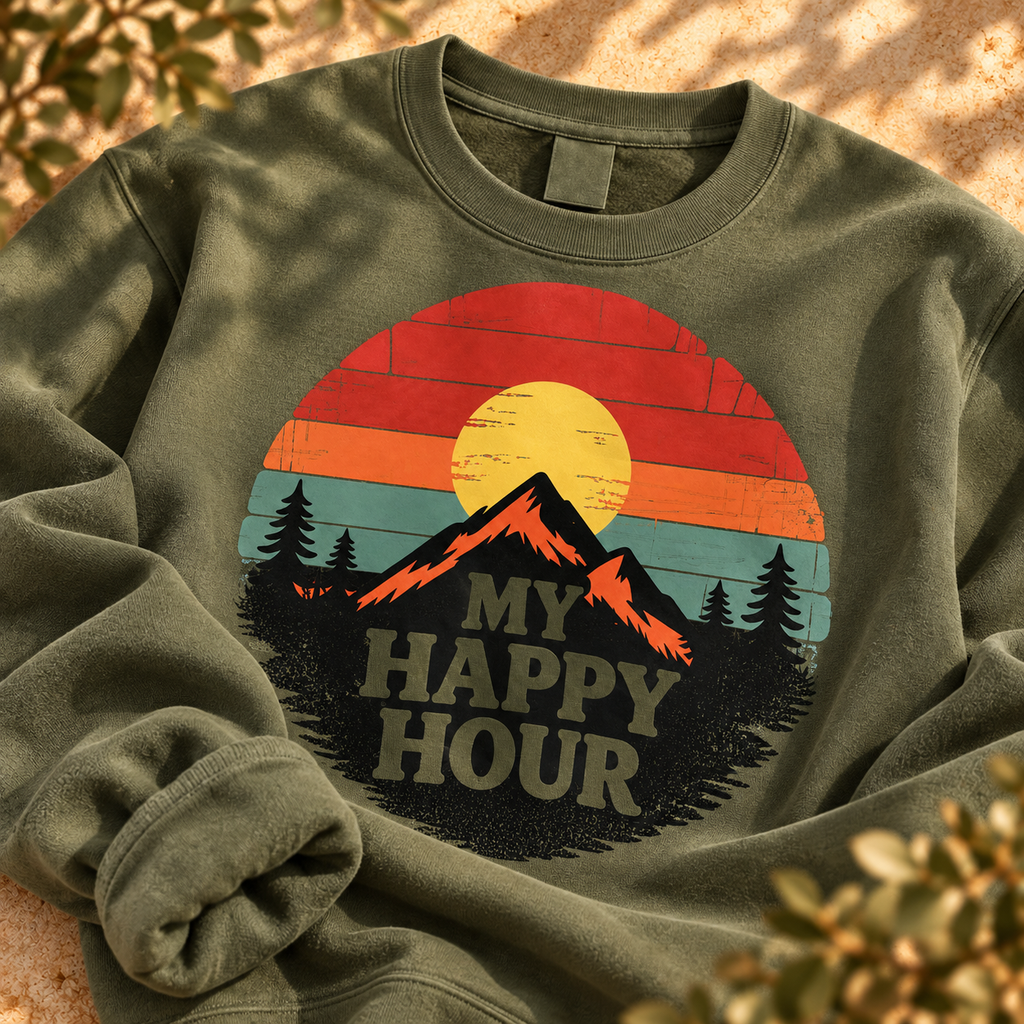 My Happy Hour Sunset Sweatshirt — The Outpost Graphics product image
