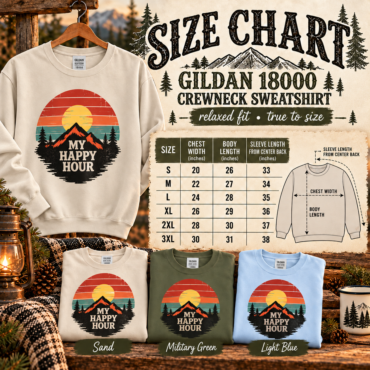 My Happy Hour Sunset Sweatshirt — The Outpost Graphics product image