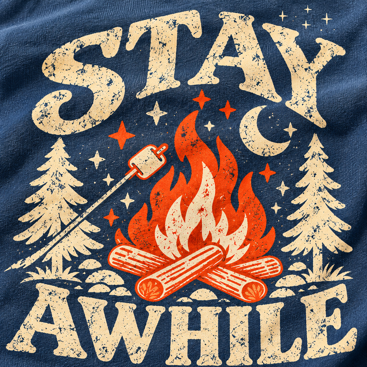 Stay Awhile Campfire T-Shirt — The Outpost Graphics product image