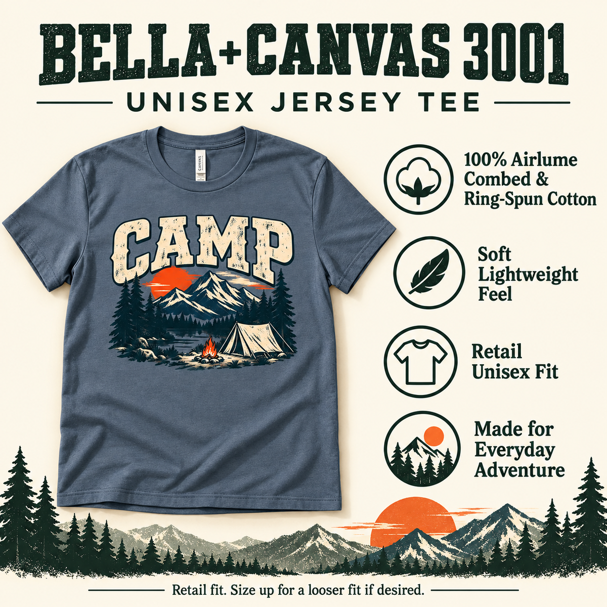 Vintage Camping Mountain T-Shirt — The Outpost Graphics product image