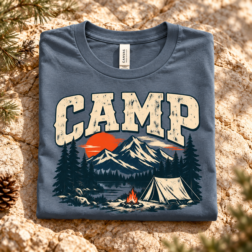 Vintage Camping Mountain T-Shirt — The Outpost Graphics product image