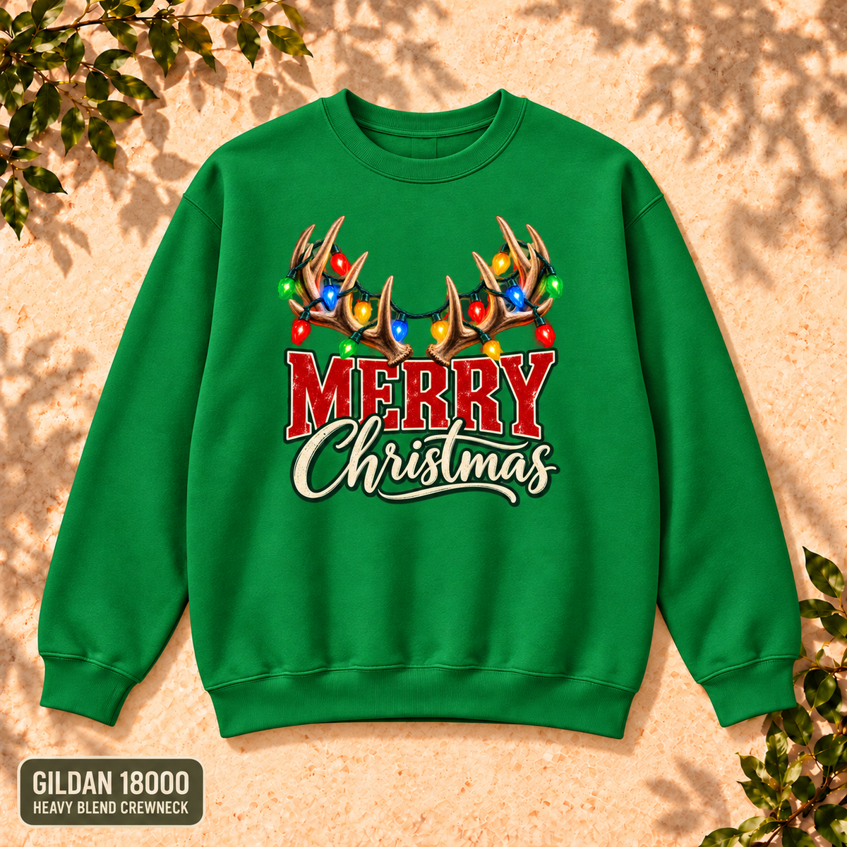 Merry Christmas Antler Sweatshirt — The Outpost Graphics product image