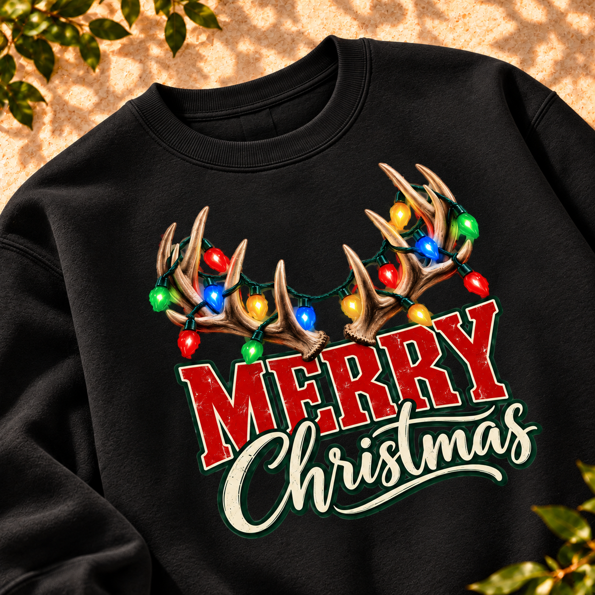 Merry Christmas Antler Sweatshirt — The Outpost Graphics product image