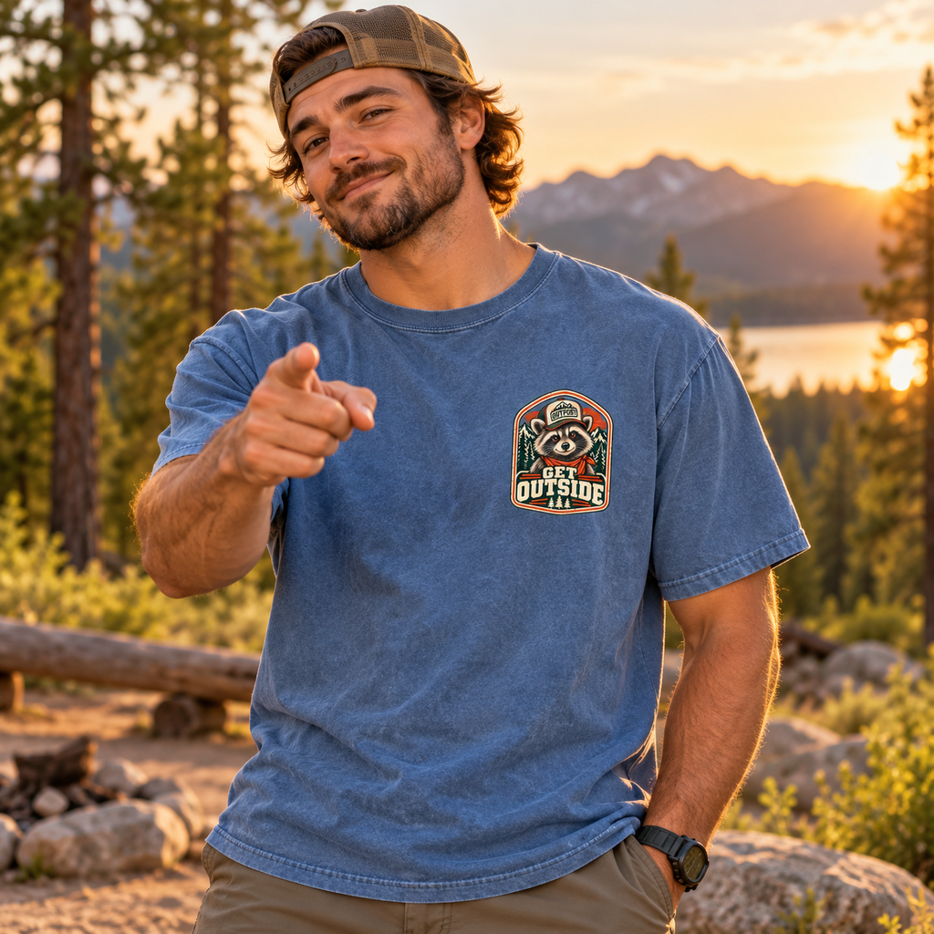 Get Outside Raccoon T-Shirt — The Outpost Graphics product image