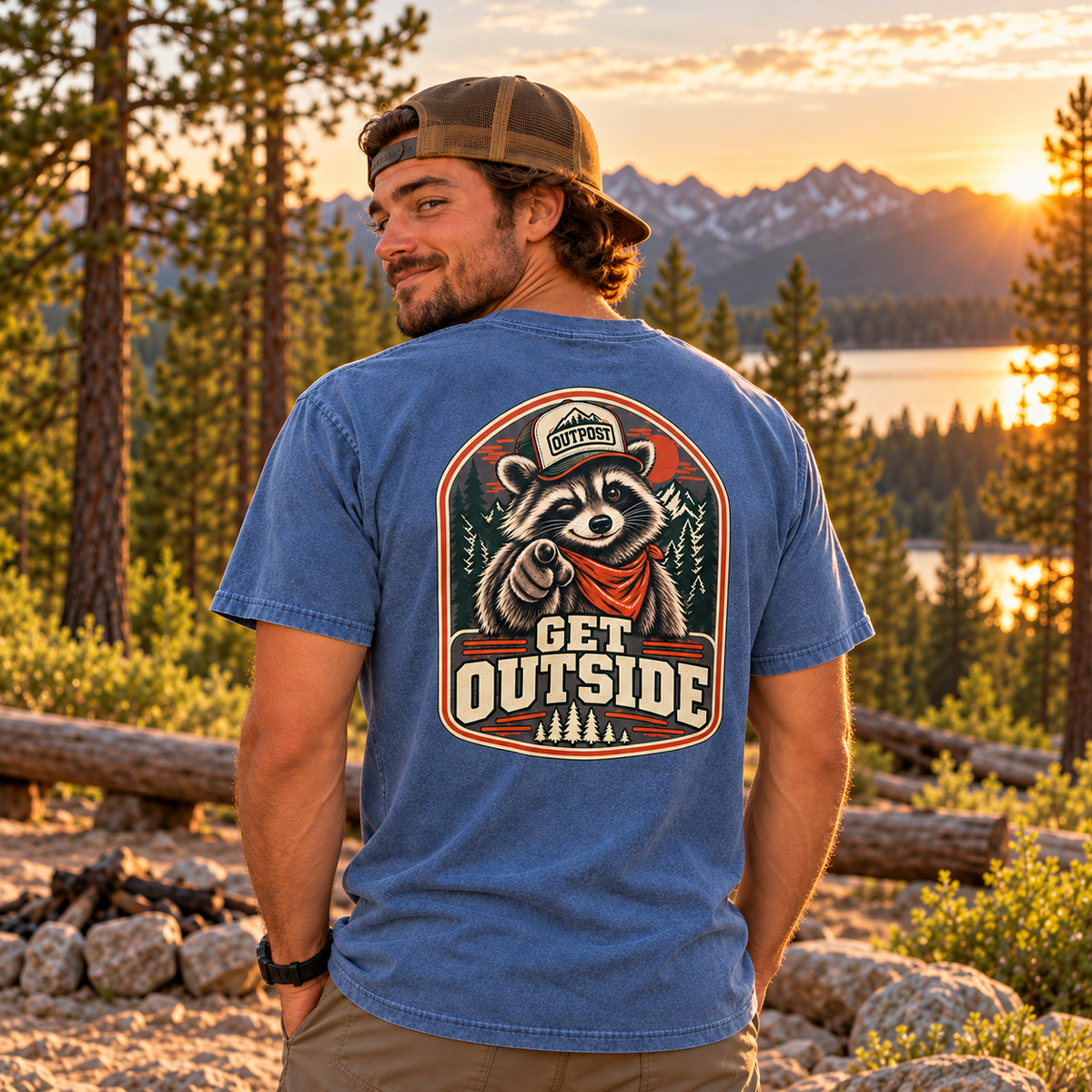 Get Outside Raccoon T-Shirt — The Outpost Graphics product image
