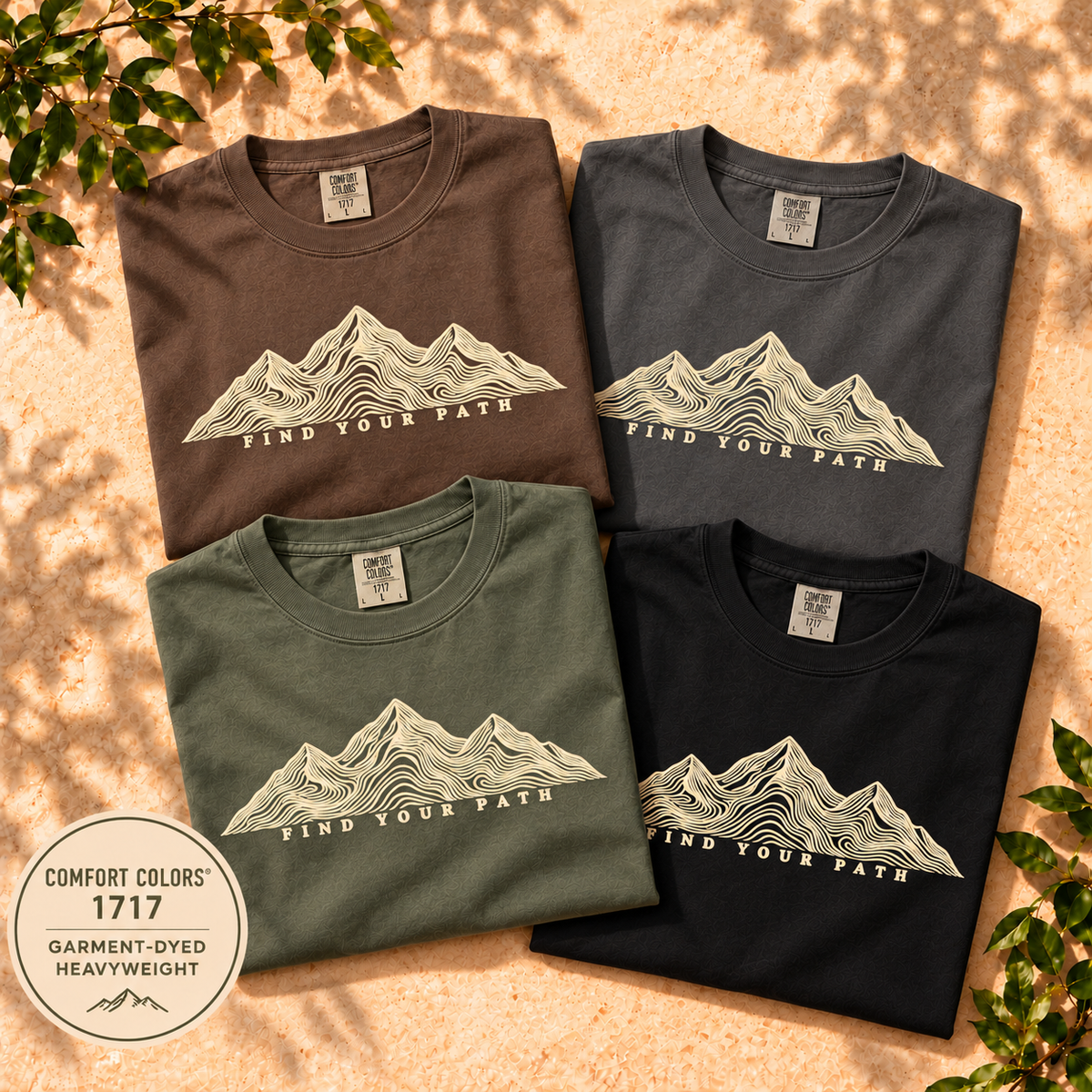 Find Your Path Mountain T-Shirt, Topographic Outdoor Graphic Tee, Comfort Colors 1717 — The Outpost Graphics product image