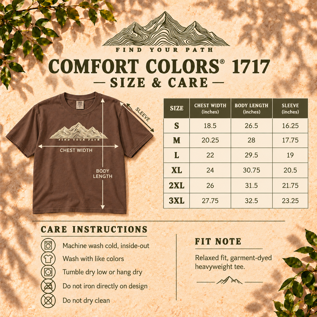 Find Your Path Mountain T-Shirt, Topographic Outdoor Graphic Tee, Comfort Colors 1717 — The Outpost Graphics product image