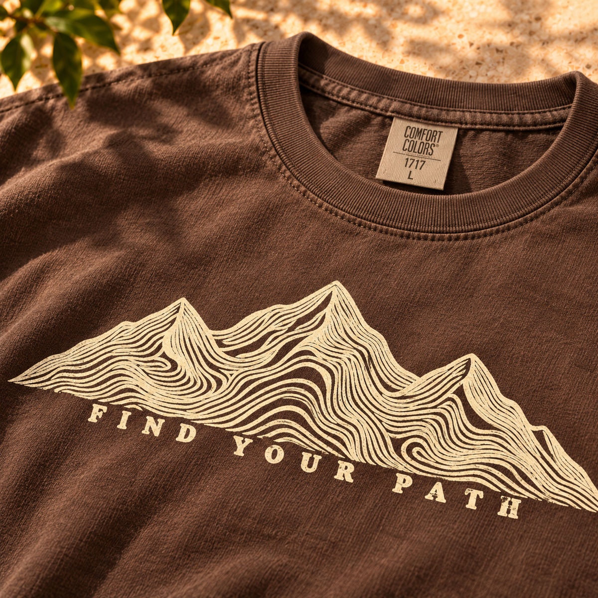 Find Your Path Mountain T-Shirt, Topographic Outdoor Graphic Tee, Comfort Colors 1717 — The Outpost Graphics product image