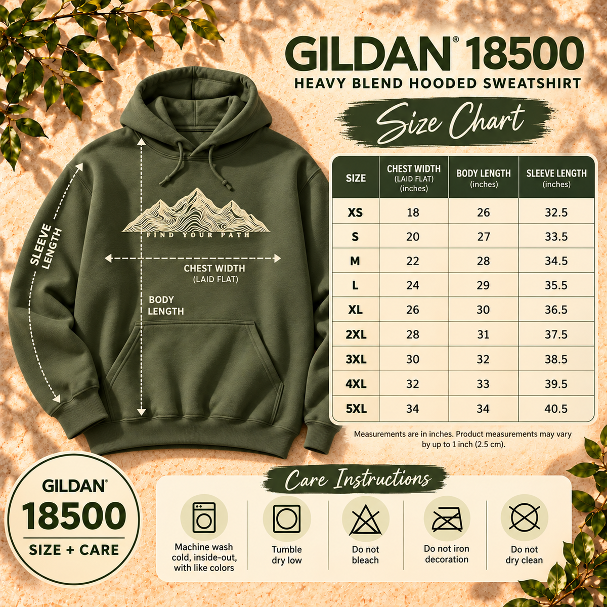 Find Your Path mountain hoodie by The Outpost Graphics, Gildan 18500 product listing image