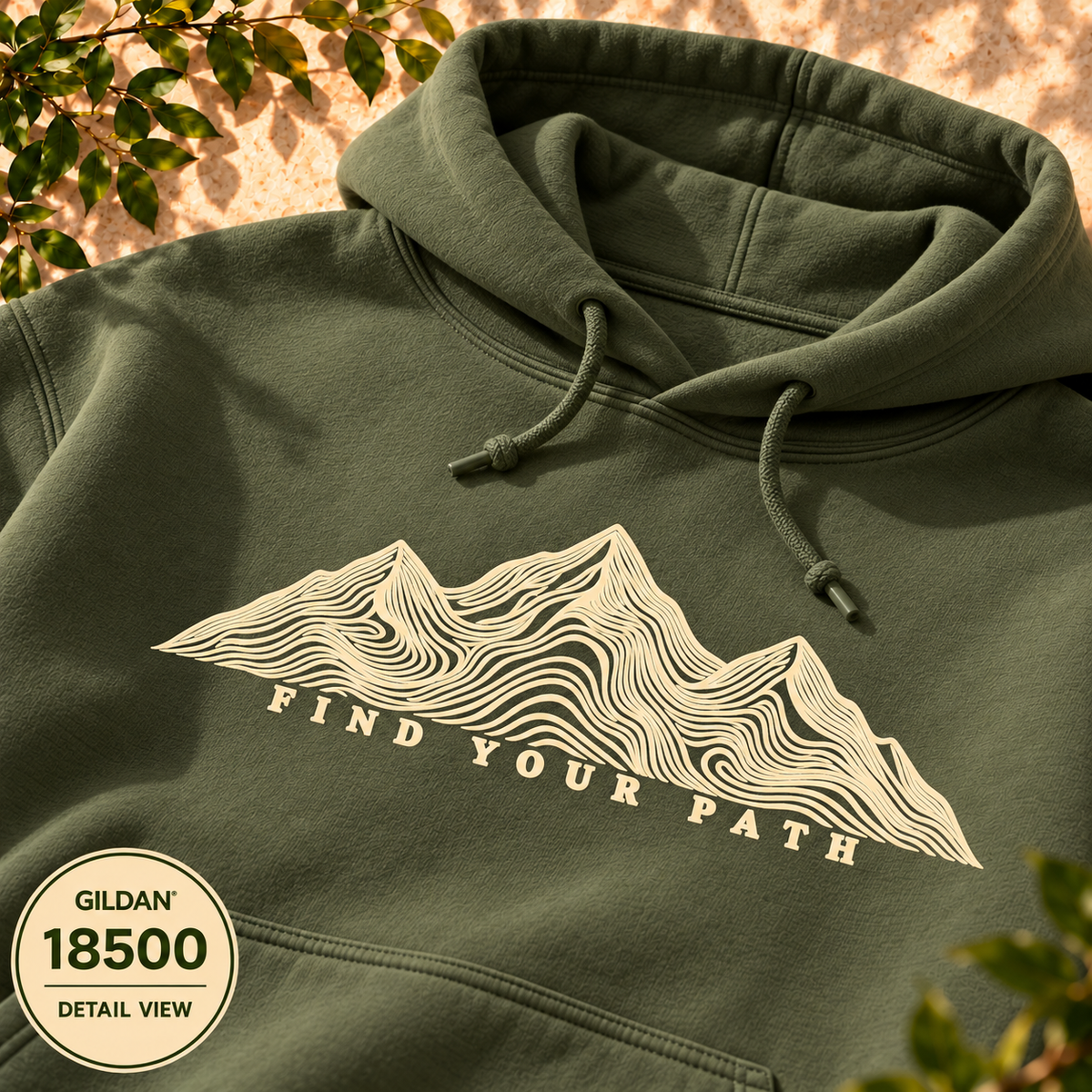 Find Your Path mountain hoodie by The Outpost Graphics, Gildan 18500 product listing image