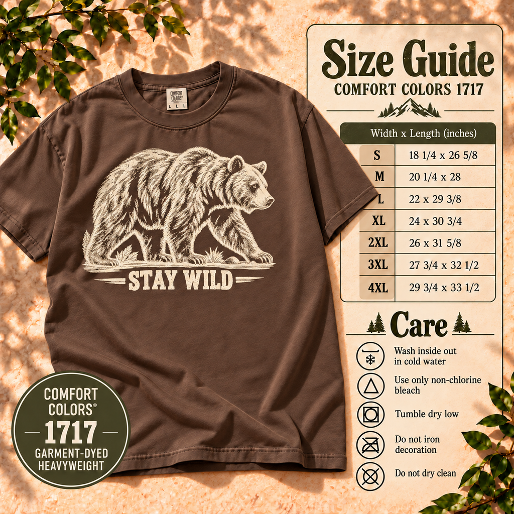 Stay Wild Bear T-Shirt, vintage walking bear artwork, Comfort Colors 1717 — The Outpost Graphics product image