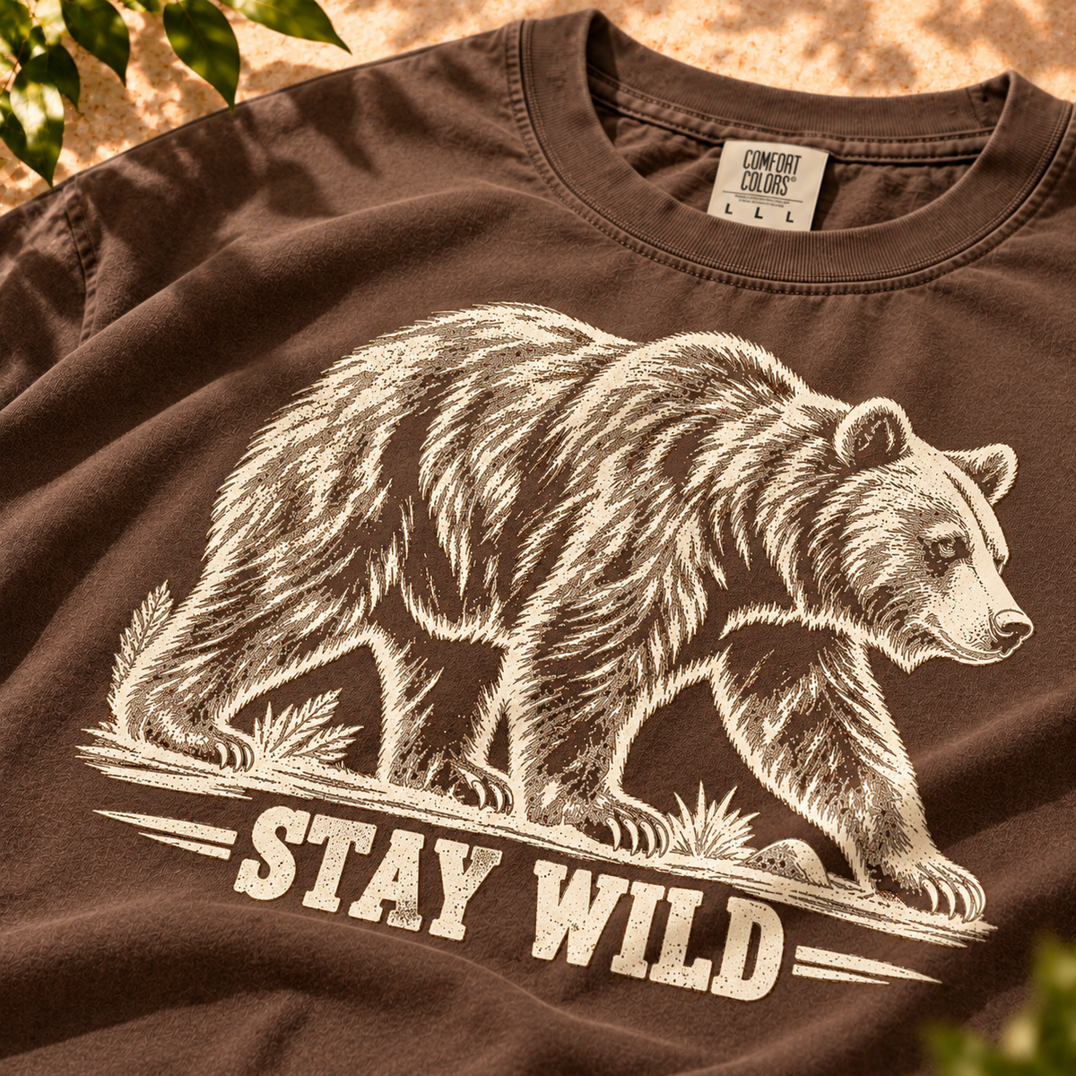 Stay Wild Bear T-Shirt, vintage walking bear artwork, Comfort Colors 1717 — The Outpost Graphics product image