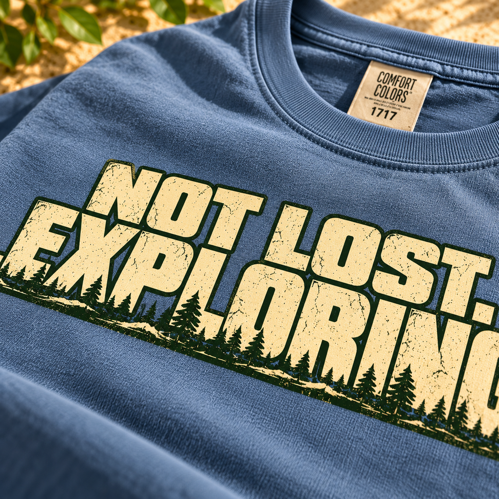 Not Lost Exploring T-Shirt front artwork detail