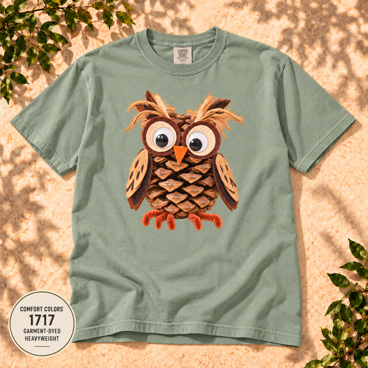 Pinecone Owl T-Shirt alternate color mockup