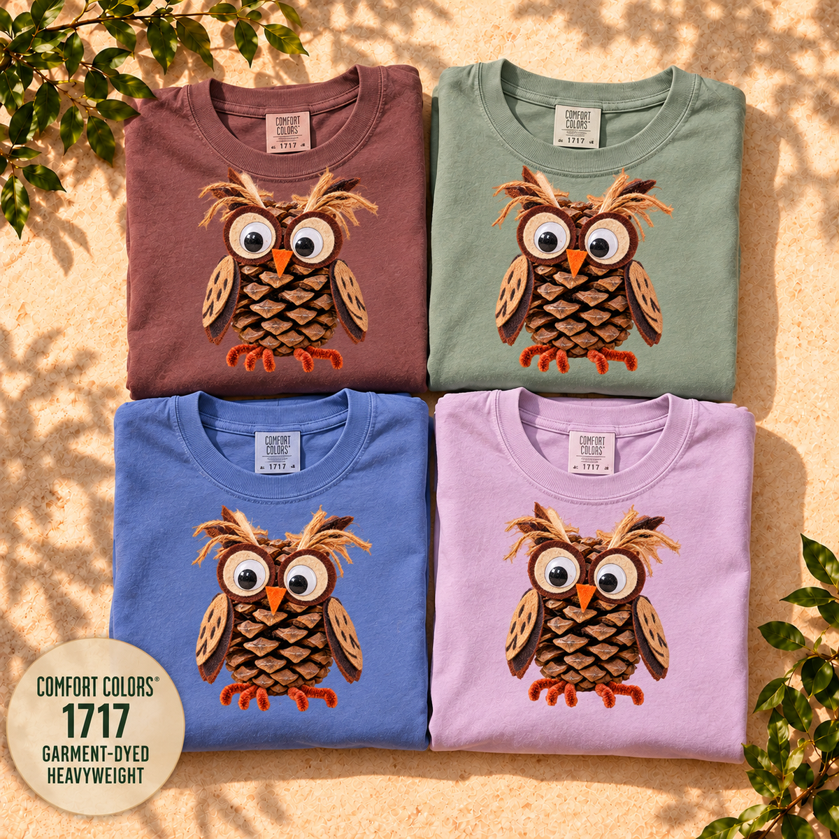 Pinecone Owl T-Shirt nostalgic craft owl artwork close-up