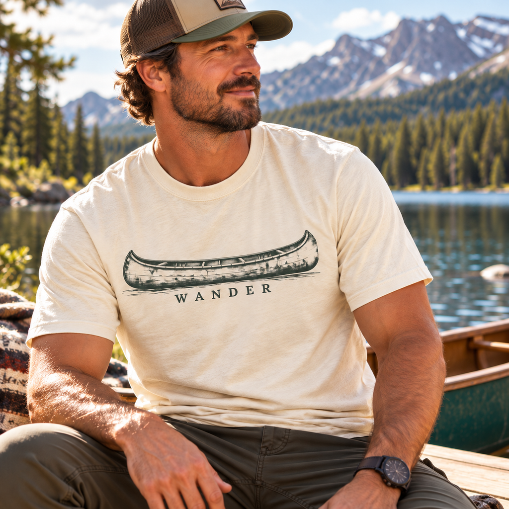 Wander Canoe Tee with distressed canoe print – product and color view 8