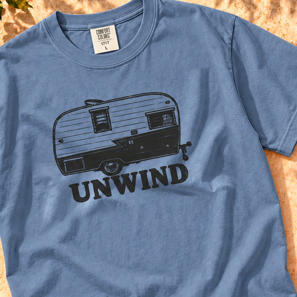 Unwind Camper Tee with vintage trailer print – product and color view 8